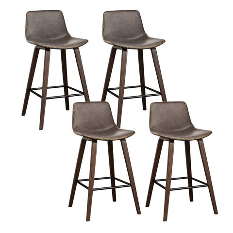 Darrahopens Furniture > Bar Stools & Chairs Artiss 4x Bar Stools Vintage Leather Wooden