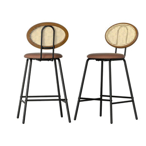 Darrahopens Furniture > Bar Stools & Chairs Artiss Bar Stools Kitchen Stool Metal Counter Dining Chair Rattan Barstools x2