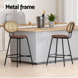 Darrahopens Furniture > Bar Stools & Chairs Artiss Bar Stools Kitchen Stool Metal Counter Dining Chair Rattan Barstools x2