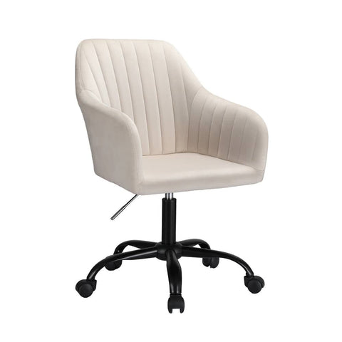 Darrahopens Furniture > Bar Stools & Chairs Artiss Office Chair Velvet Seat Cream