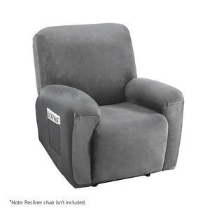 Darrahopens Furniture > Bar Stools & Chairs Artiss Recliner Chair Covers 1 Seater Velvet Grey