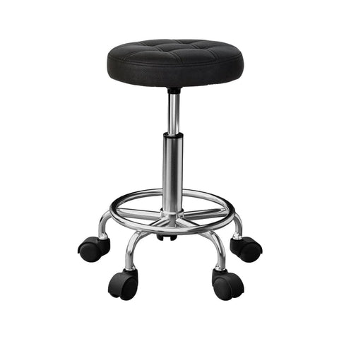 Darrahopens Furniture > Bar Stools & Chairs Artiss Salon Stool Swivel Height Adjustable Round Barber Spa Chair PU Black
