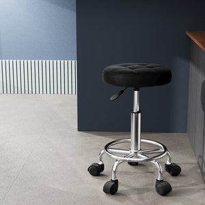 Darrahopens Furniture > Bar Stools & Chairs Artiss Salon Stool Swivel Height Adjustable Round Barber Spa Chair PU Black