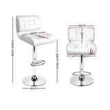 darrahopens Furniture > Bar Stools & Chairs Artiss Set of 2 PU Leather Gas Lift Bar Stools - White and Chrome