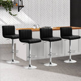 darrahopens Furniture > Bar Stools & Chairs Artiss Set of 4 Line Style PU Leather Bar Stools - Black