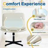 Darrahopens Furniture > Bar Stools & Chairs Faux Leather Home Office Chair -Beige