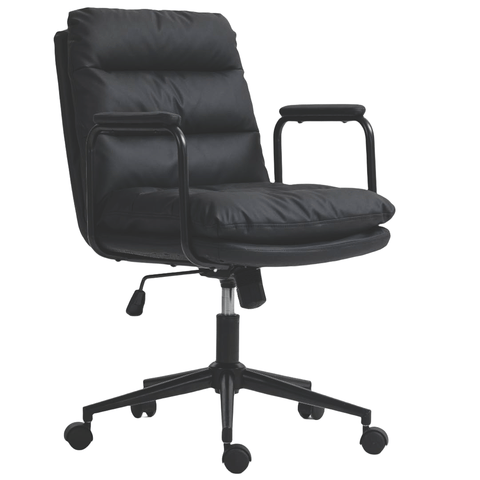 Darrahopens Furniture > Bar Stools & Chairs Faux Leather Office Chair -Black