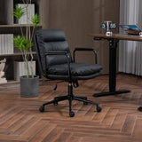 Darrahopens Furniture > Bar Stools & Chairs Faux Leather Office Chair -Black