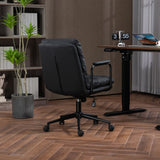 Darrahopens Furniture > Bar Stools & Chairs Faux Leather Office Chair -Black
