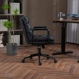 Darrahopens Furniture > Bar Stools & Chairs Faux Leather Office Chair -Black