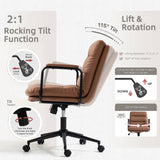 Darrahopens Furniture > Bar Stools & Chairs Faux Leather Office Chair -Brown