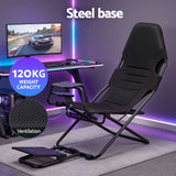 Darrahopens Furniture > Bar Stools & Chairs > Gaming Chairs Artiss Steel Foldable Racing Simulator Cockpit Seat Wheel Stand Gear Shifter Mount Black In Australia - Darrahopens