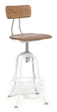 Darrahopens Furniture > Bar Stools & Chairs Hamptons Style White Bar Stool Chair Height Adjustable and Swivel with Natural Wood Top