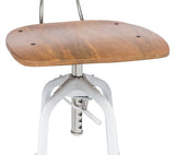 Darrahopens Furniture > Bar Stools & Chairs Hamptons Style White Bar Stool Chair Height Adjustable and Swivel with Natural Wood Top