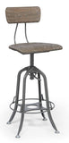 Darrahopens Furniture > Bar Stools & Chairs Industrial Swivel Height Adjustable Grey Oak Wood Bar Stool Chair with Back