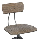 Darrahopens Furniture > Bar Stools & Chairs Industrial Swivel Height Adjustable Grey Oak Wood Bar Stool Chair with Back