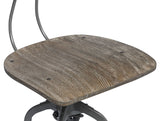Darrahopens Furniture > Bar Stools & Chairs Industrial Swivel Height Adjustable Grey Oak Wood Bar Stool Chair with Back