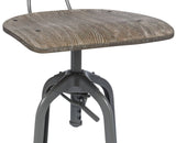 Darrahopens Furniture > Bar Stools & Chairs Industrial Swivel Height Adjustable Grey Oak Wood Bar Stool Chair with Back