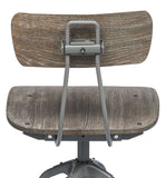 Darrahopens Furniture > Bar Stools & Chairs Industrial Swivel Height Adjustable Grey Oak Wood Bar Stool Chair with Back