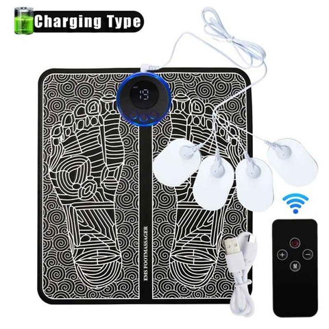 Darrahopens Furniture > Bar Stools & Chairs > Massage Chairs EMS Foot Massager Mat for Pain Foot Relief, EMS Foot Stimulator for Pain Relief Improve and Facilitate Muscle Performance in The Shoulder, Massager & Legs (Black)