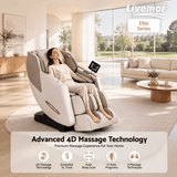 Darrahopens Furniture > Bar Stools & Chairs > Massage Chairs Livemor Elite 4D Massage Chair Recliner, SL Track Zero Gravity & Heat Auto Body Scan, 12 Auto Programs, 3 Zero-G Positions, Foot Rollers, Airbag Compression, Bluetooth Speaker, Wireless Charging In Australia - Darrahopens