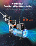 Darrahopens Furniture > Bar Stools & Chairs > Massage Chairs VEVOR Airbrush Kit, 1/6 HP, Air Brush Kit with Air Compressor, 3 Dual-Action Professional Airbrushes with 3 Tips, Hose, Acrylic Paint, 2 Fans, Low Noise, for Cake Decorating, Model Painting, Nail Art