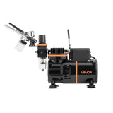 Darrahopens Furniture > Bar Stools & Chairs > Massage Chairs VEVOR Airbrush Kit, 1/6 HP, Air Brush Kit with Air Compressor, 3 Dual-Action Professional Airbrushes with 3 Tips, Hose, Acrylic Paint, 2 Fans, Low Noise, for Cake Decorating, Model Painting, Nail Art