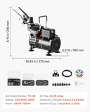 Darrahopens Furniture > Bar Stools & Chairs > Massage Chairs VEVOR Airbrush Kit, 1/6 HP, Air Brush Kit with Air Compressor, 3 Dual-Action Professional Airbrushes with 3 Tips, Hose, Acrylic Paint, 2 Fans, Low Noise, for Cake Decorating, Model Painting, Nail Art