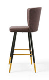 Darrahopens Furniture > Bar Stools & Chairs Modern Bar Chair Leather Stool Counter Brown Mid-Century Wood x 2