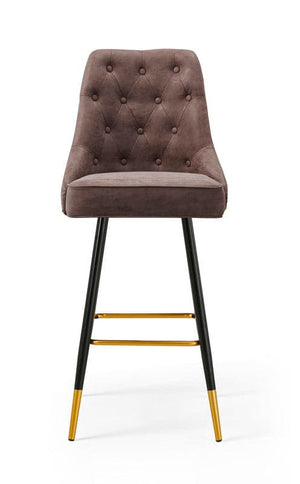Darrahopens Furniture > Bar Stools & Chairs Modern Bar Chair Leather Stool Counter Brown Mid-Century Wood x 2