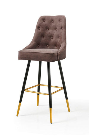 Darrahopens Furniture > Bar Stools & Chairs Modern Bar Chair Leather Stool Counter Brown Mid-Century Wood x 2