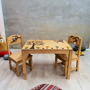 Darrahopens Furniture > Bar Stools & Chairs Monkey Land Kids Wooden Table and Chairs Set