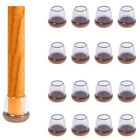 Darrahopens Furniture > Bar Stools & Chairs > Table & Bar Stools 16pcs Silicone Chair Leg Floor Protectors Furniture Leg Feet Cup for Hardwood Floors with Wrapped Felt -Round transparent