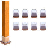 Darrahopens Furniture > Bar Stools & Chairs > Table & Bar Stools 16pcs Silicone Chair Leg Floor Protectors Furniture Leg Feet Cup for Hardwood Floors with Wrapped Felt -Square transparent