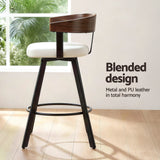 Darrahopens Furniture > Bar Stools & Chairs > Table & Bar Stools 2x Artiss Bar Stools Swivel Kitchen Chairs Metal Legs Bentwood Counter White PU