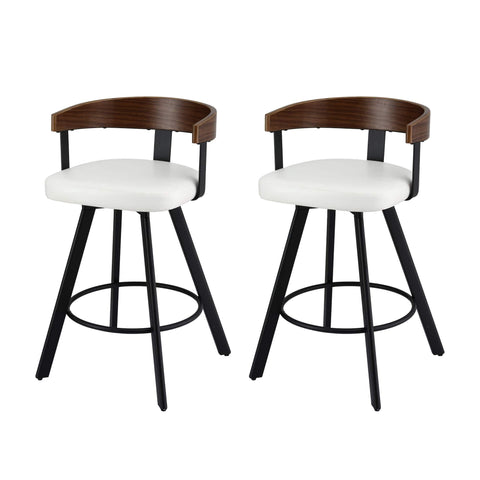Darrahopens Furniture > Bar Stools & Chairs > Table & Bar Stools 2x Artiss Bar Stools Swivel Kitchen Chairs Metal Legs Bentwood Counter White PU