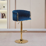 Darrahopens Furniture > Bar Stools & Chairs > Table & Bar Stools 2x Height Adjustable Blue Swivel Bar Stool Velvet Golden Round Base Barstools Chairs