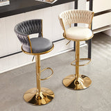 Darrahopens Furniture > Bar Stools & Chairs > Table & Bar Stools 2x Height Adjustable Swivel Bar Stool Velvet Golden Base Barstools Chairs Padded Seat- Beige