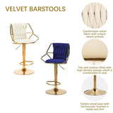 Darrahopens Furniture > Bar Stools & Chairs > Table & Bar Stools 2x Height Velvet Padded Golden Round Base Barstools Chairs with Backrest and Footrest -BEIGE