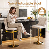 Darrahopens Furniture > Bar Stools & Chairs > Table & Bar Stools Artiss 1x Bar Stool Counter Chair Kitchen Adjustable Nailhead Trim Velvet Ivory In Australia - Darrahopens
