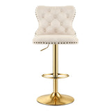 Darrahopens Furniture > Bar Stools & Chairs > Table & Bar Stools Artiss 1x Bar Stool Counter Chair Kitchen Adjustable Nailhead Trim Velvet Ivory In Australia - Darrahopens