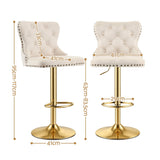 Darrahopens Furniture > Bar Stools & Chairs > Table & Bar Stools Artiss 1x Bar Stool Counter Chair Kitchen Adjustable Nailhead Trim Velvet Ivory In Australia - Darrahopens