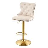 Darrahopens Furniture > Bar Stools & Chairs > Table & Bar Stools Artiss 1x Bar Stool Counter Chair Kitchen Adjustable Nailhead Trim Velvet Ivory In Australia - Darrahopens