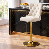 Darrahopens Furniture > Bar Stools & Chairs > Table & Bar Stools Artiss 1x Bar Stool Counter Chair Kitchen Adjustable Nailhead Trim Velvet Ivory In Australia - Darrahopens