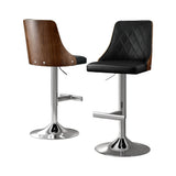Darrahopens Furniture > Bar Stools & Chairs > Table & Bar Stools Artiss 2X Bar Stool Wood Swivel Adjustable Kitchen Counter Stool Leather Black