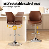Darrahopens Furniture > Bar Stools & Chairs > Table & Bar Stools Artiss 2X Bar Stools Bentwood Adjustable Kitchen Counter Chair Leather Brown