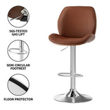 Darrahopens Furniture > Bar Stools & Chairs > Table & Bar Stools Artiss 2X Bar Stools Bentwood Adjustable Kitchen Counter Chair Leather Brown