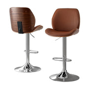 Darrahopens Furniture > Bar Stools & Chairs > Table & Bar Stools Artiss 2X Bar Stools Bentwood Adjustable Kitchen Counter Chair Leather Brown