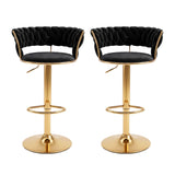 Darrahopens Furniture > Bar Stools & Chairs > Table & Bar Stools Artiss 2x Bar Stools Gas Lift Adjustable Velvet Woven Backrest Vivien Black In Australia - Darrahopens