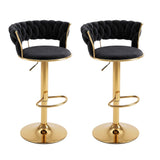 Darrahopens Furniture > Bar Stools & Chairs > Table & Bar Stools Artiss 2x Bar Stools Gas Lift Adjustable Velvet Woven Backrest Vivien Black In Australia - Darrahopens